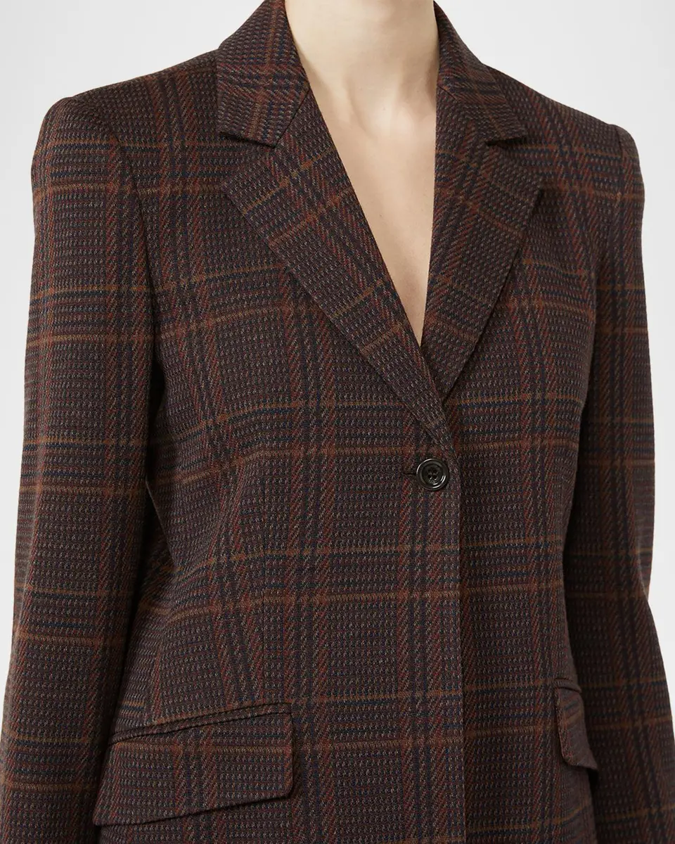 Max Mara Wool-Cotton Check Single-Breasted Jacket | Thumbnail 5 Max Mara Wool-Cotton Check Single-Breasted Jacket | Thumbnail 5