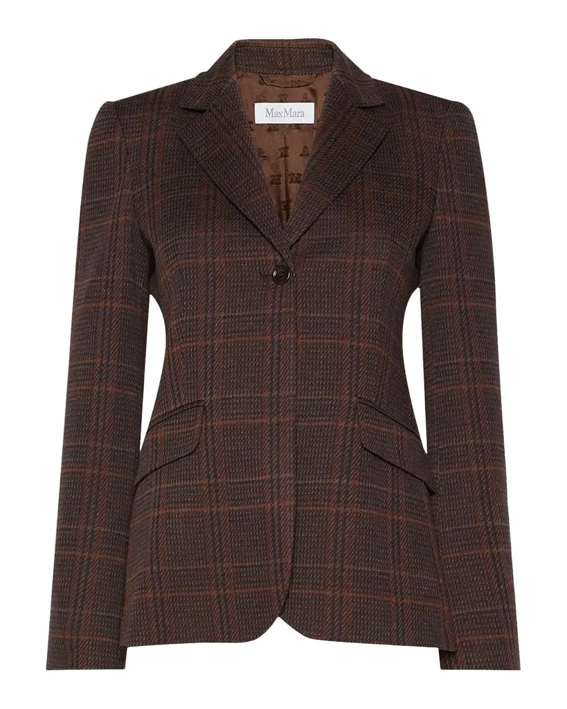 Max Mara Wool-Cotton Check Single-Breasted Jacket | Image 1 Max Mara Wool-Cotton Check Single-Breasted Jacket | Image 1