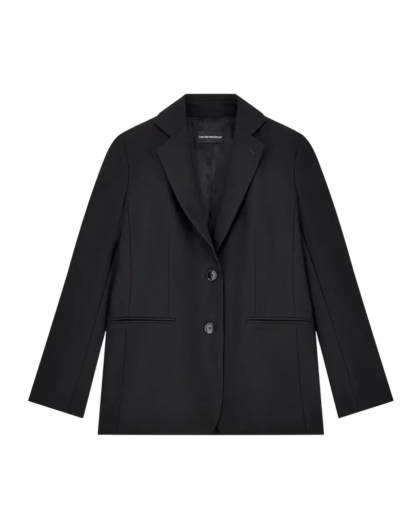Emporio Armani Single-Breasted Stretch Cady Jacket | Image 1 Emporio Armani Single-Breasted Stretch Cady Jacket | Image 1
