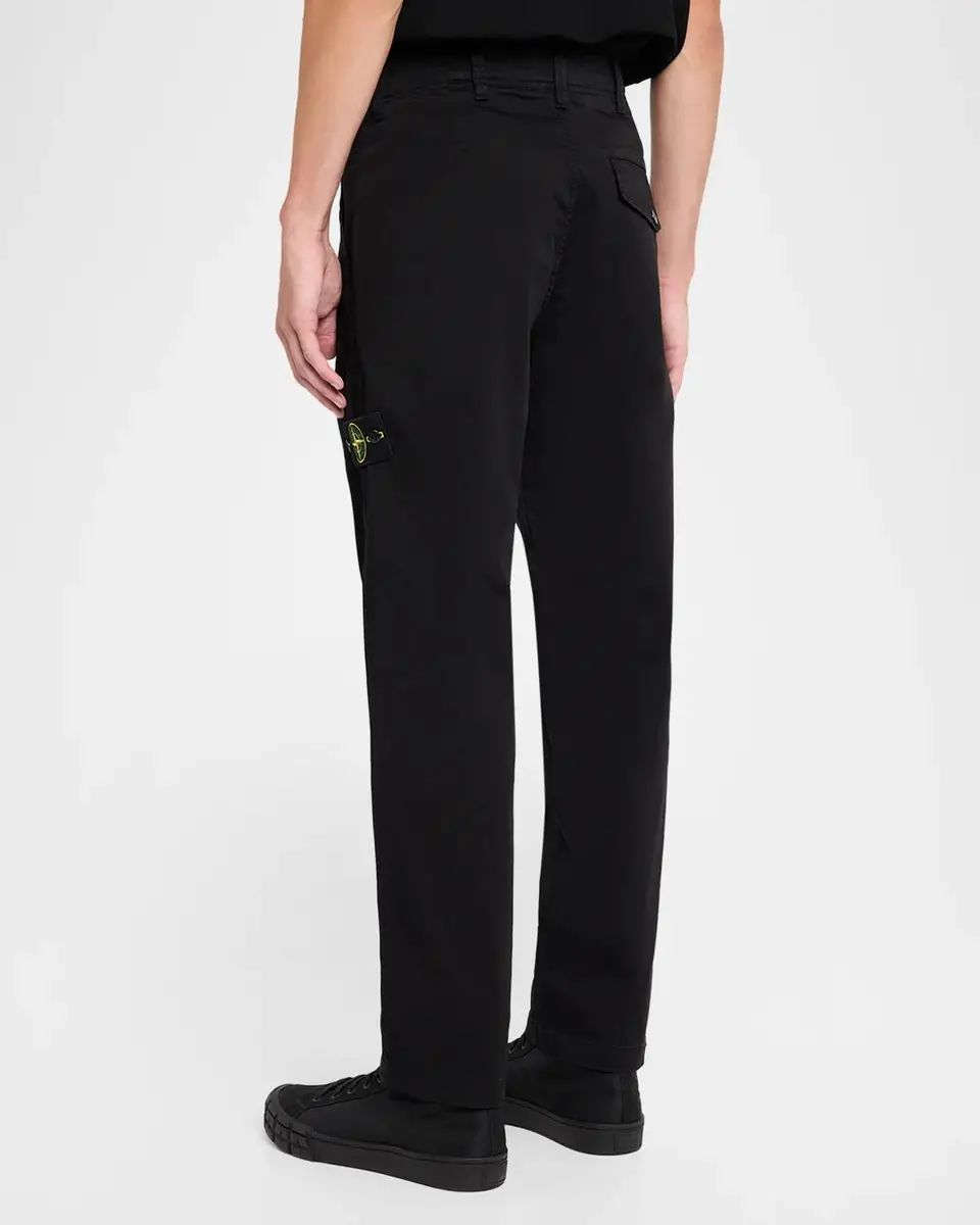 Stone Island Men's Cotton-Stretch Flat-Front Pants | Thumbnail 3