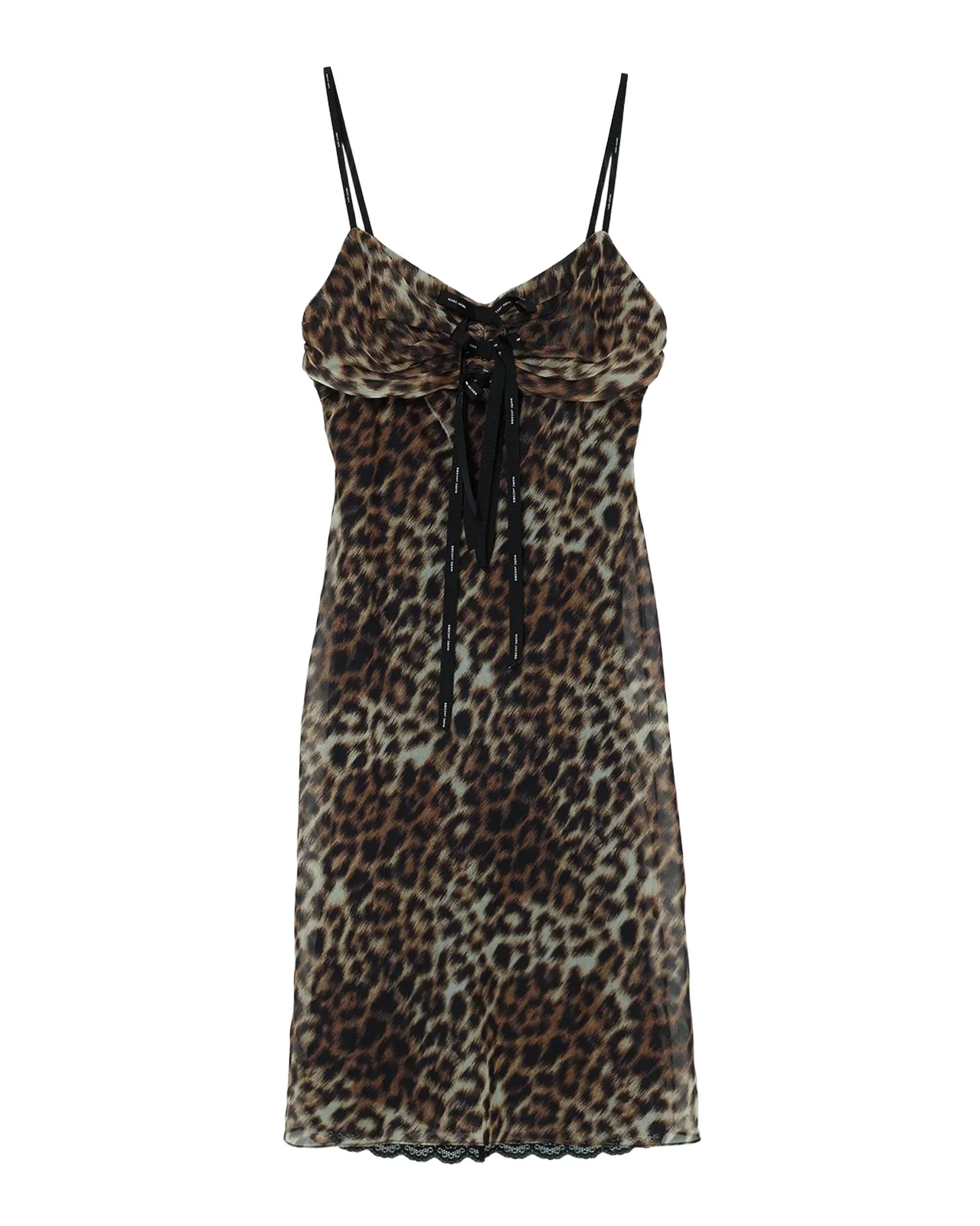 Marc Jacobs Leopard-Print Logo Bow Mini Slip Dress