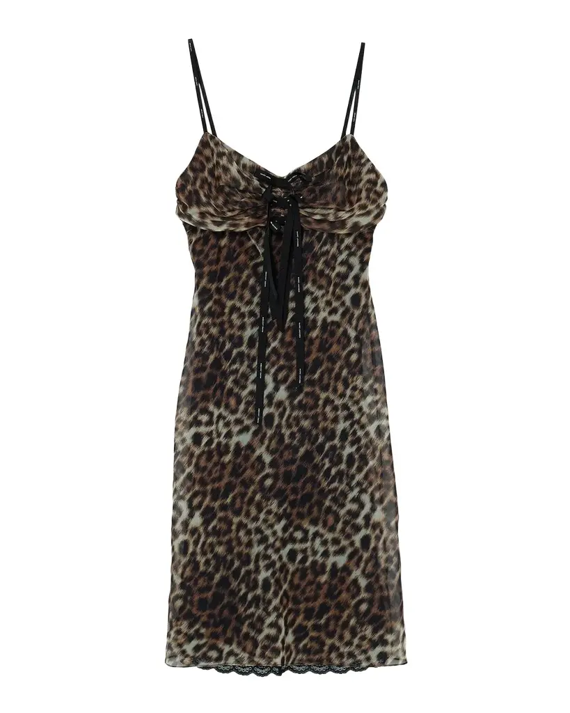 Marc Jacobs Leopard-Print Logo Bow Mini Slip Dress | Image 1 Marc Jacobs Leopard-Print Logo Bow Mini Slip Dress | Image 1