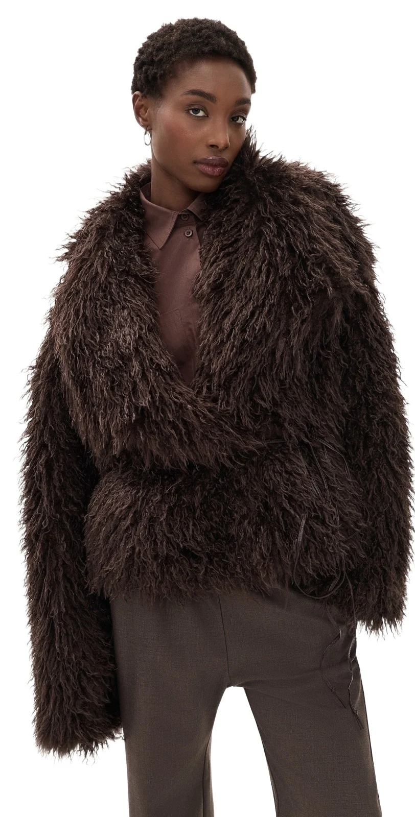Source Unknown Hathi Belted Faux Fur Jacket