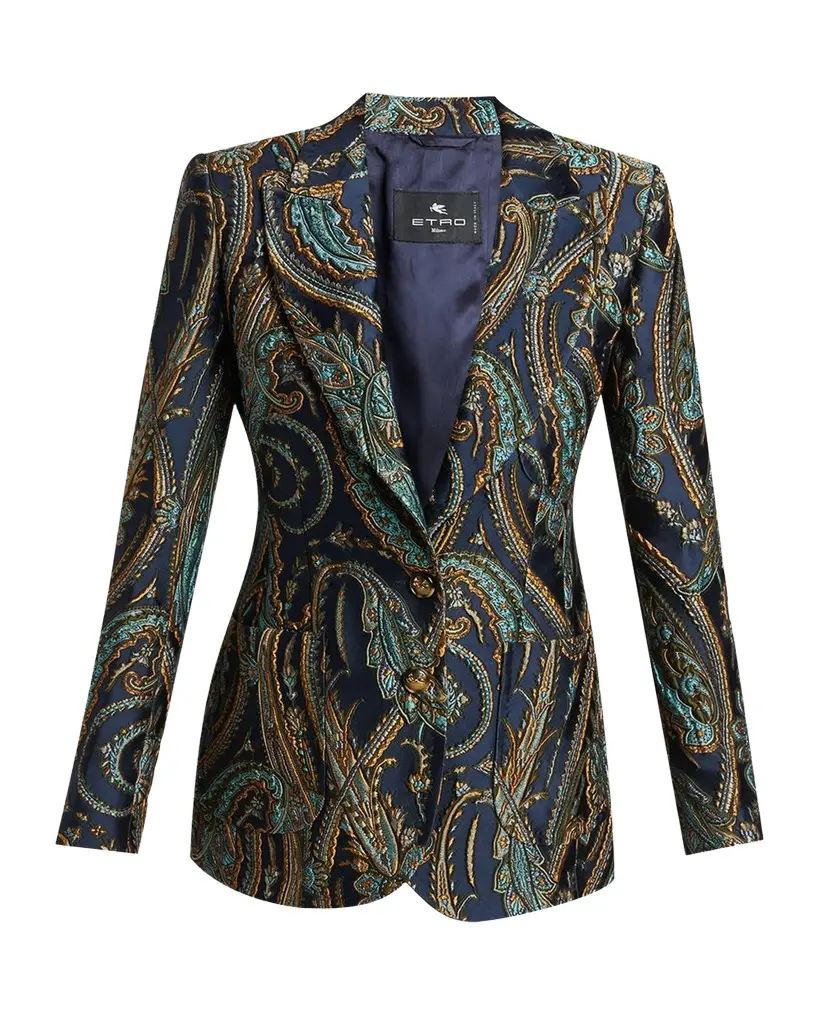 Etro Paisley Jacquard Single-Breasted Fitted Jacket | Image 1 Etro Paisley Jacquard Single-Breasted Fitted Jacket | Image 1