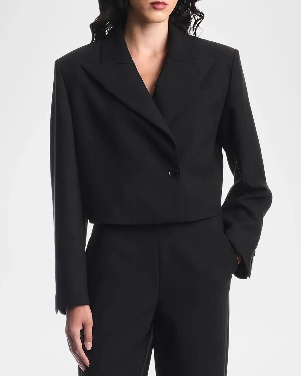 Emporio Armani Cropped Single-Button Boxy Jacket | Thumbnail 3 Emporio Armani Cropped Single-Button Boxy Jacket | Thumbnail 3