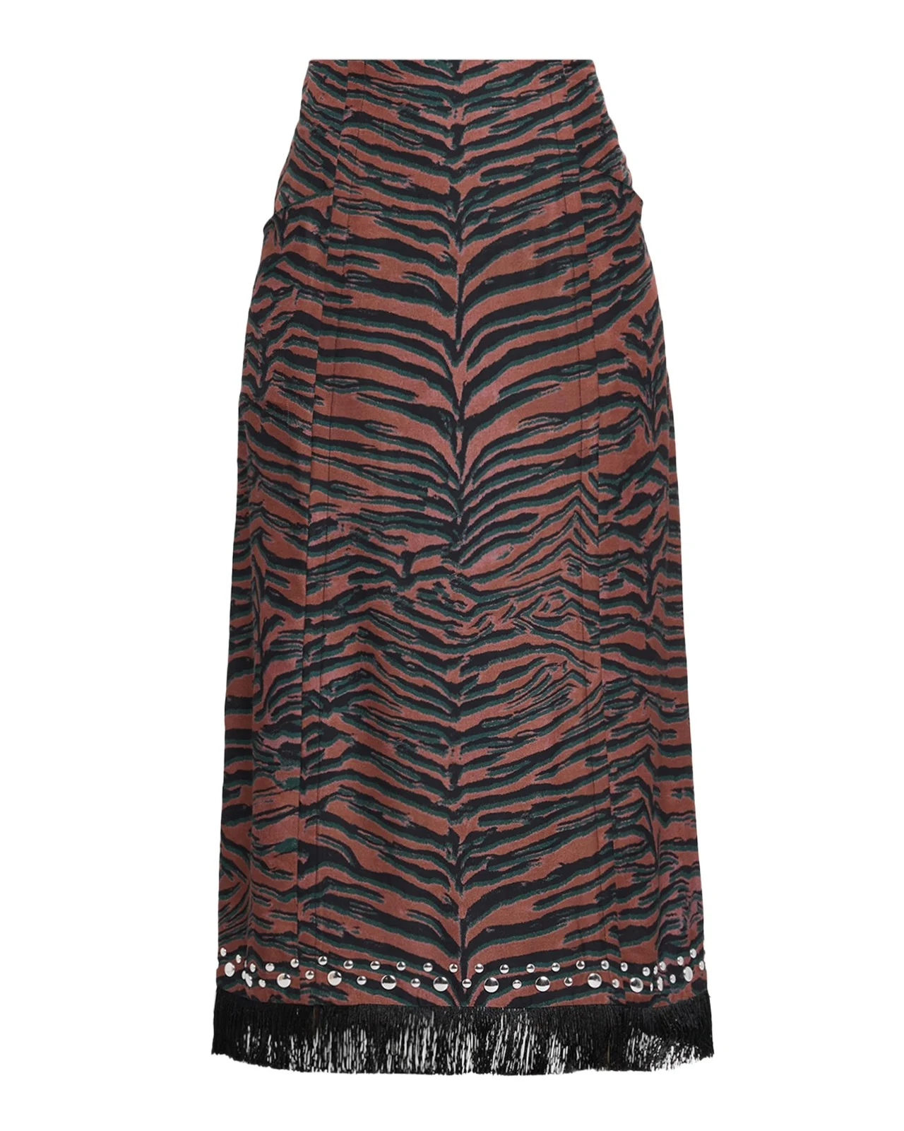 Studded Tiger-Print Midi Skirt Studded Tiger-Print Midi Skirt