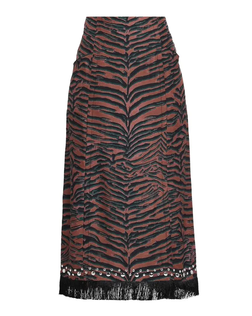 3.1 Phillip Lim Studded Tiger-Print Midi Skirt