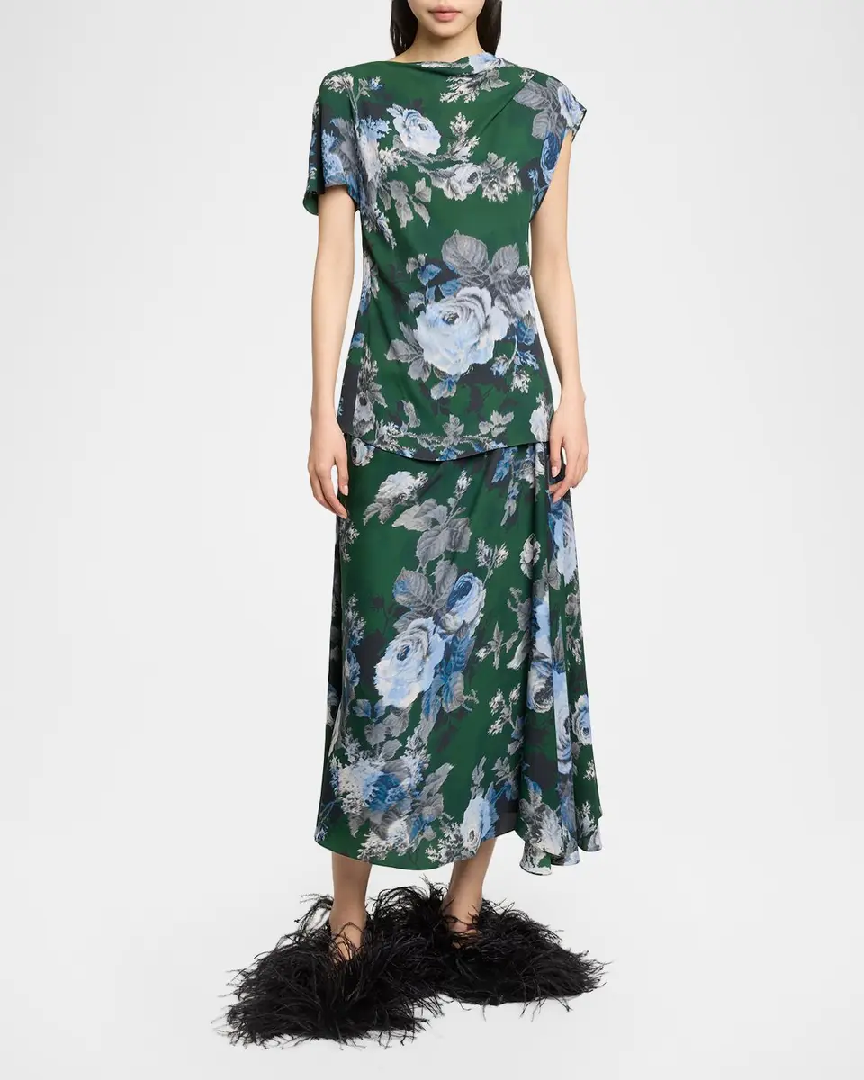 Erdem Draped Floral Crepe Top | Thumbnail 2 Erdem Draped Floral Crepe Top | Thumbnail 2