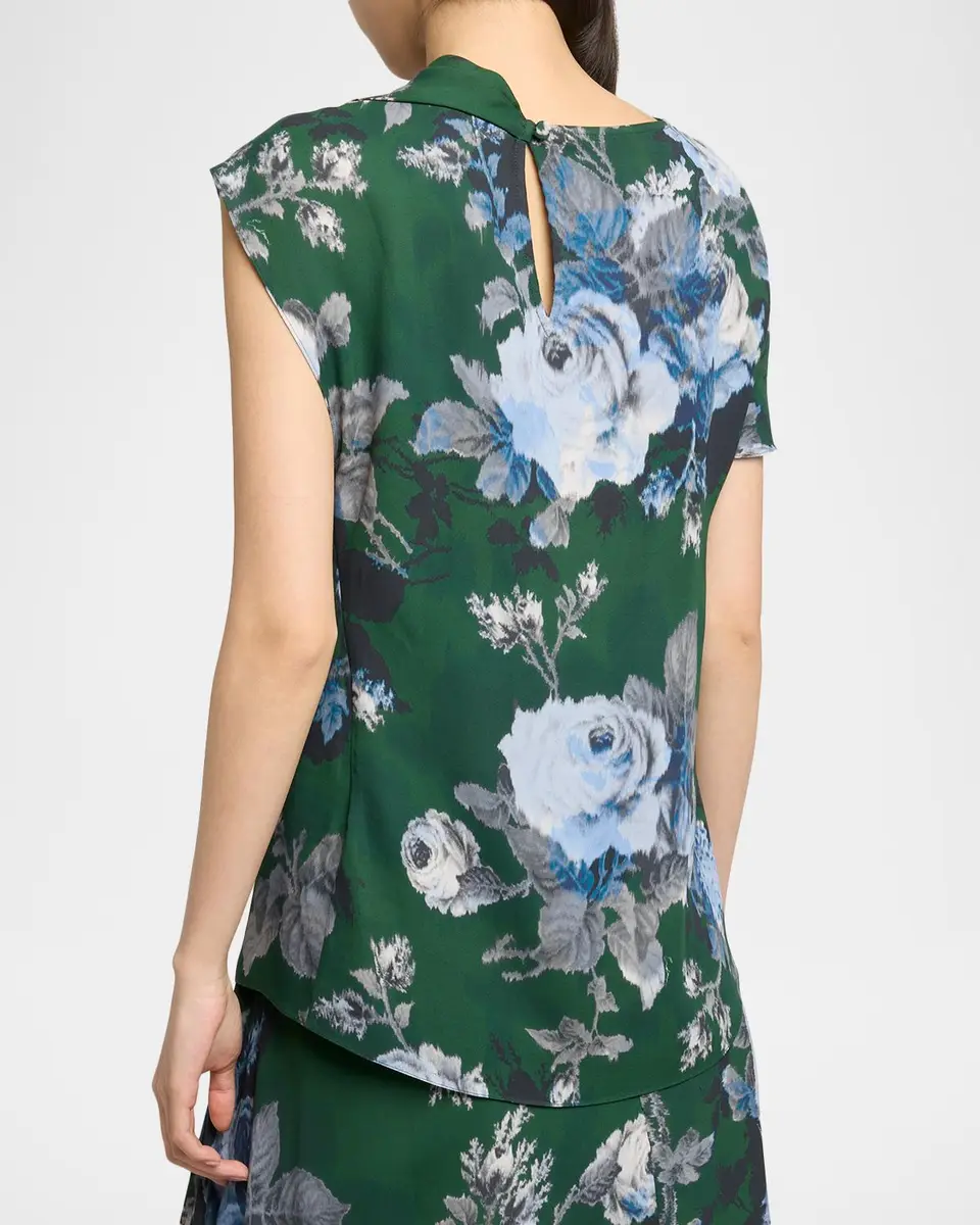 Erdem Draped Floral Crepe Top | Thumbnail 3 Erdem Draped Floral Crepe Top | Thumbnail 3