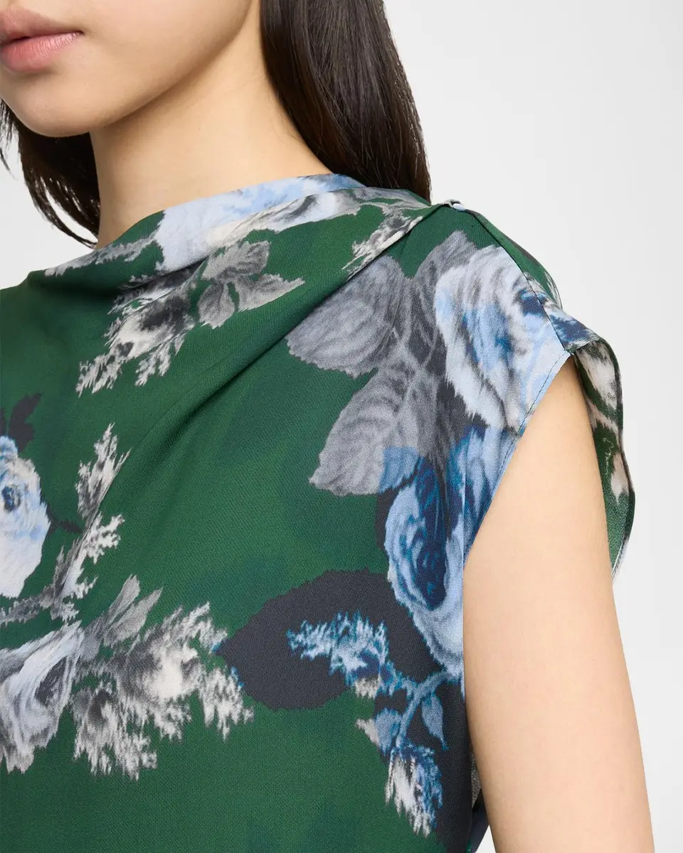 Erdem Draped Floral Crepe Top | Thumbnail 5 Erdem Draped Floral Crepe Top | Thumbnail 5