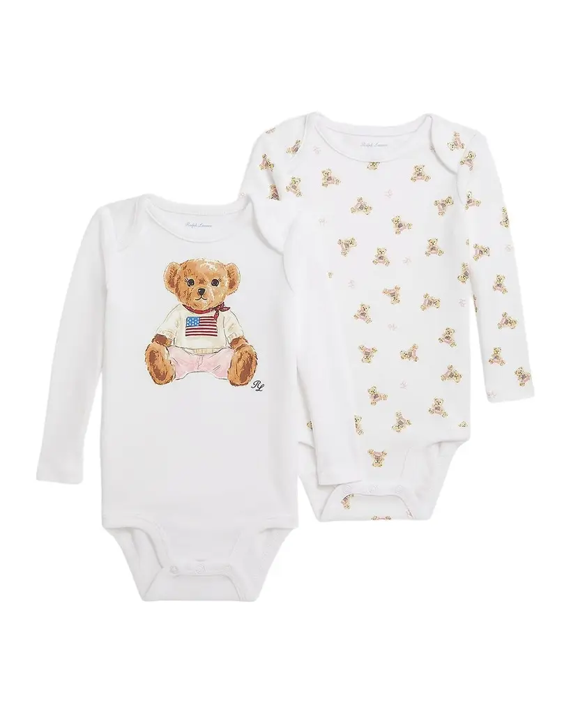 Ralph Lauren Baby Girl's 2-Piece American Flag Polo Bear Bodysuit Set | Image 1 Ralph Lauren Baby Girl's 2-Piece American Flag Polo Bear Bodysuit Set | Image 1