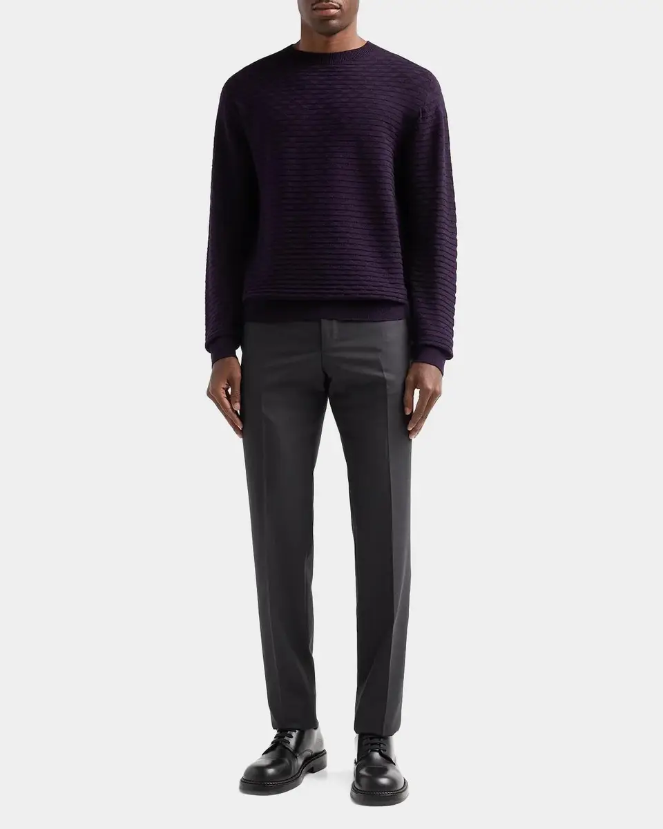 Giorgio Armani Geometric Textured Virgin Wool Crewneck Sweater | Thumbnail 2