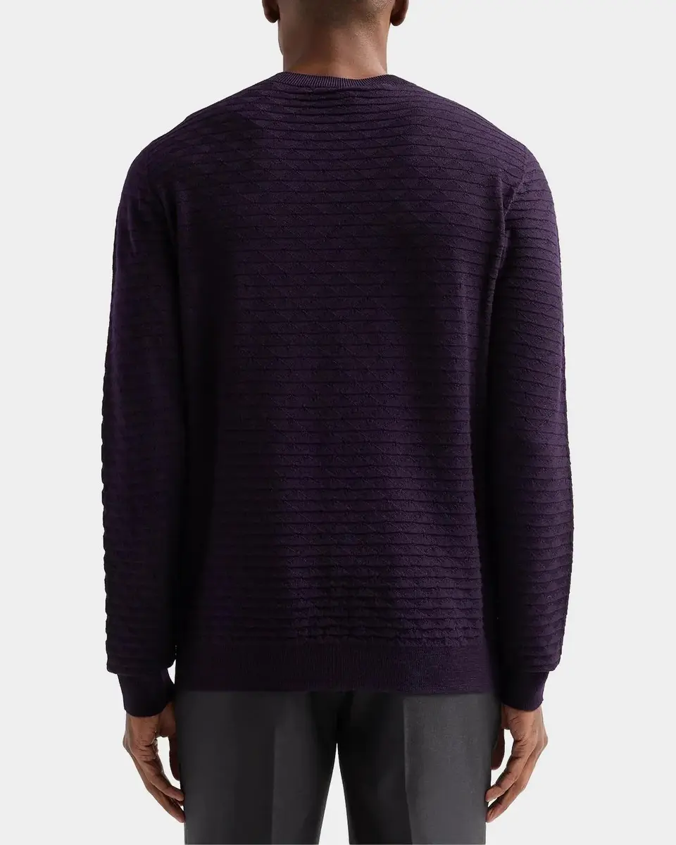 Giorgio Armani Geometric Textured Virgin Wool Crewneck Sweater | Thumbnail 3