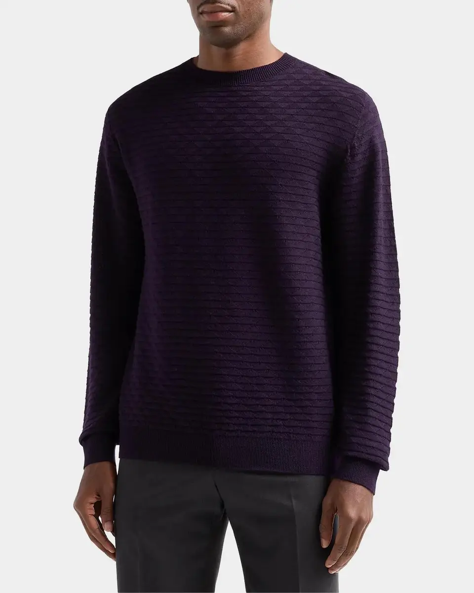 Giorgio Armani Geometric Textured Virgin Wool Crewneck Sweater | Thumbnail 4