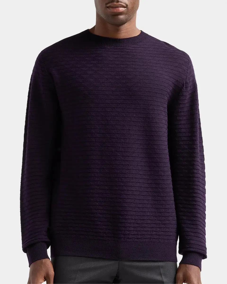 Giorgio Armani Geometric Textured Virgin Wool Crewneck Sweater | Thumbnail 5