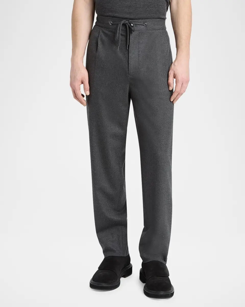 Giorgio Armani Men's Upton Cashmere-Stretch Pleated Drawstring Pants | Thumbnail 4 Giorgio Armani Men's Upton Cashmere-Stretch Pleated Drawstring Pants | Thumbnail 4