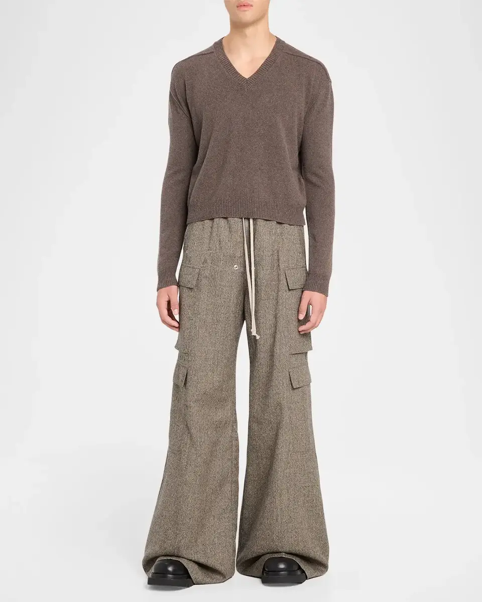 Rick Owens Men's Cashmere and Wool V-Neck Sweater | Thumbnail 2