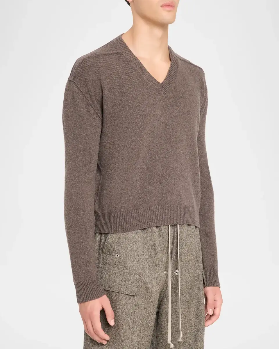 Rick Owens Men's Cashmere and Wool V-Neck Sweater | Thumbnail 4