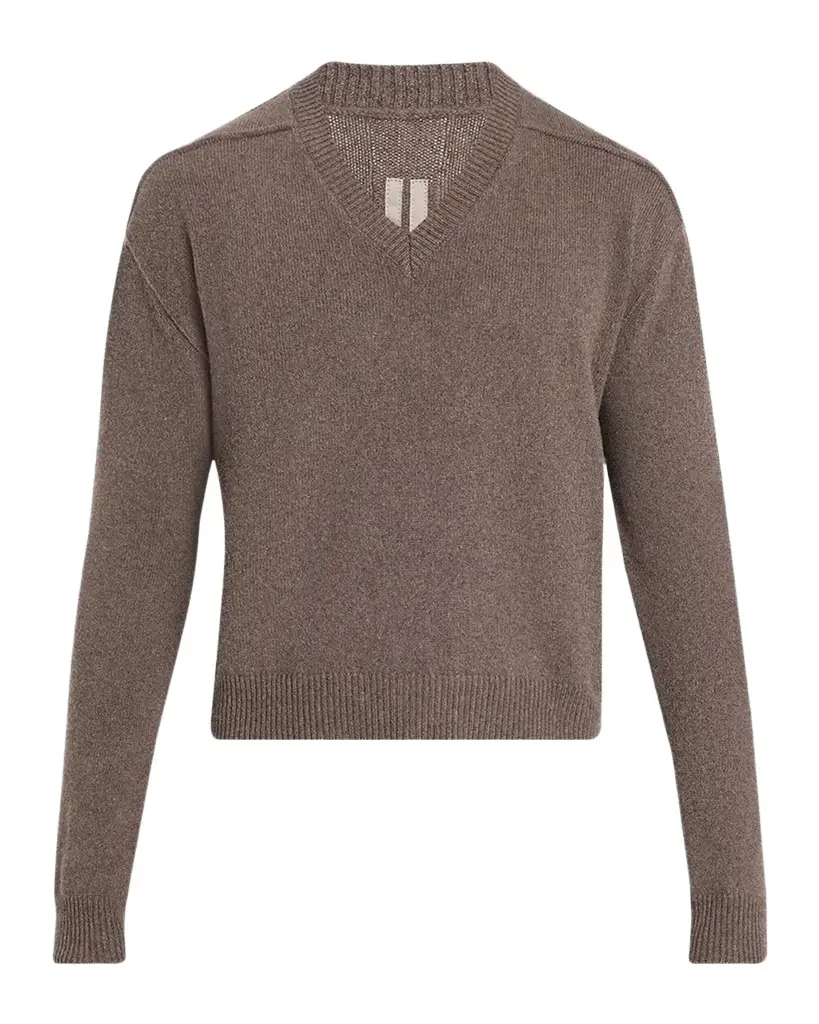 Rick Owens Men's Cashmere and Wool V-Neck Sweater | Image 1 Rick Owens Men's Cashmere and Wool V-Neck Sweater | Image 1