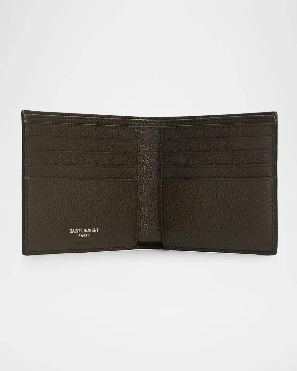 Saint Laurent Men's East-West YSL Bifold Wallet in Grained Leather | Thumbnail 2 Saint Laurent Men's East-West YSL Bifold Wallet in Grained Leather | Thumbnail 2