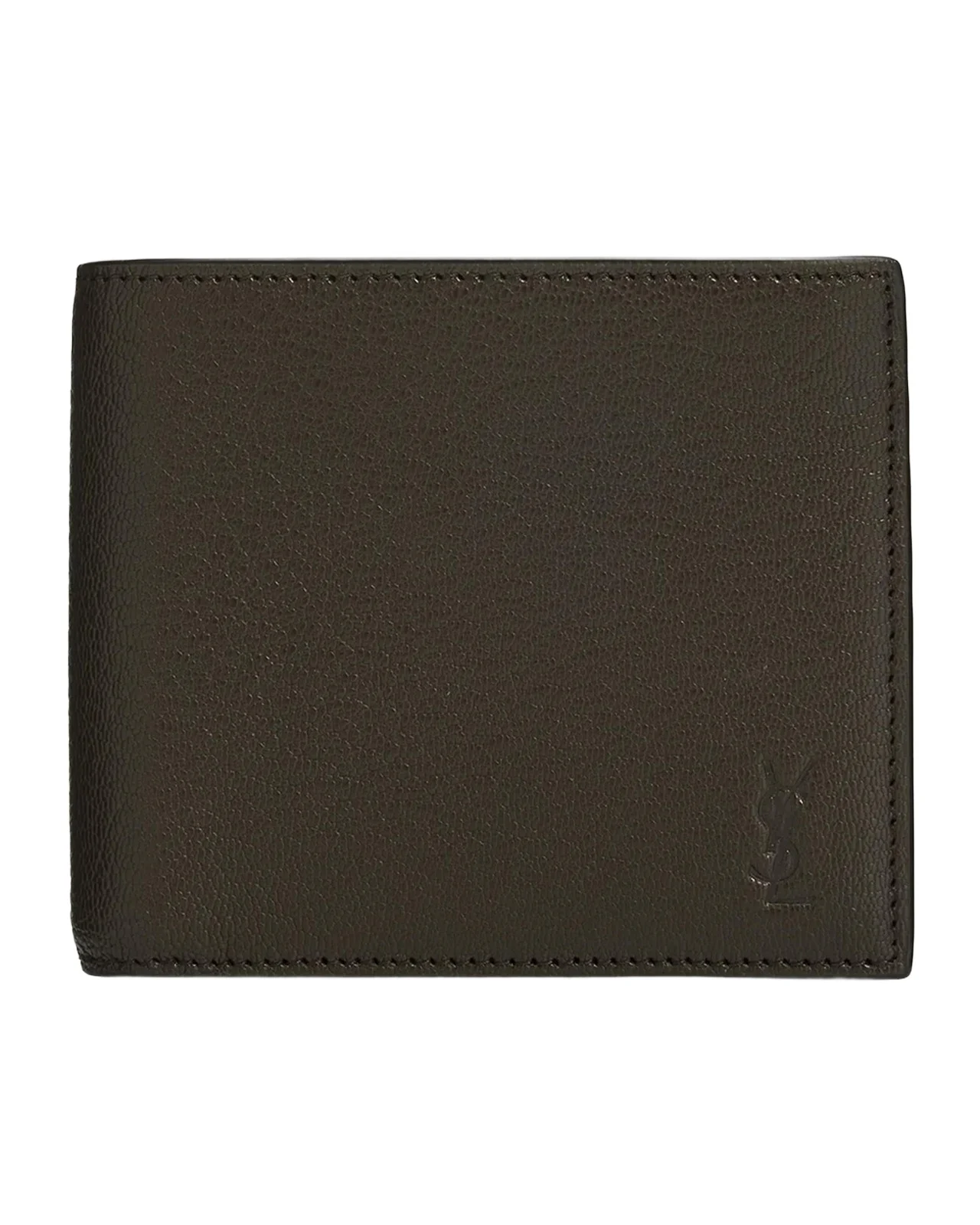 Saint Laurent Men's East-West YSL Bifold Wallet in Grained Leather