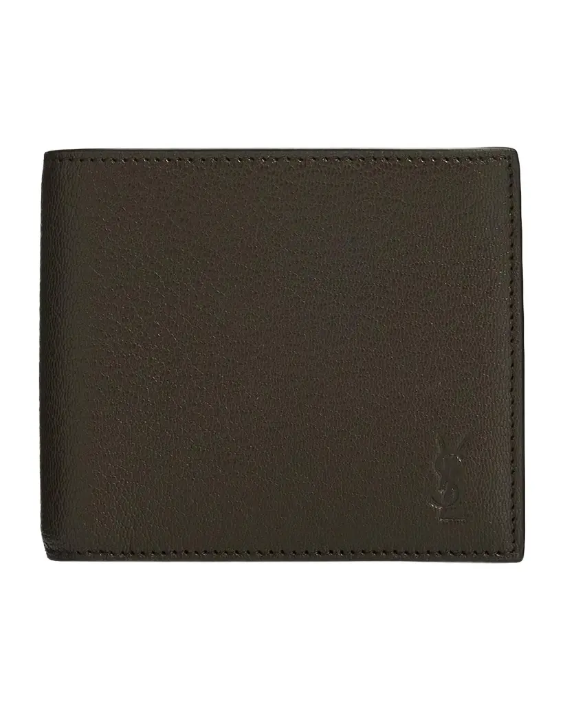 Saint Laurent Men's East-West YSL Bifold Wallet in Grained Leather | Image 1 Saint Laurent Men's East-West YSL Bifold Wallet in Grained Leather | Image 1