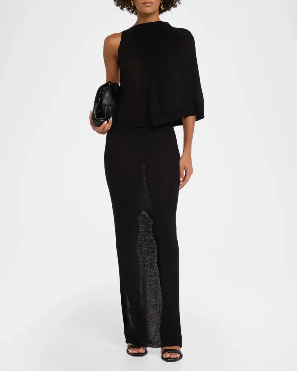 Rick Owens Sleeveless Asymmetric Scarf Wool Knit Maxi Dress | Thumbnail 2 Rick Owens Sleeveless Asymmetric Scarf Wool Knit Maxi Dress | Thumbnail 2