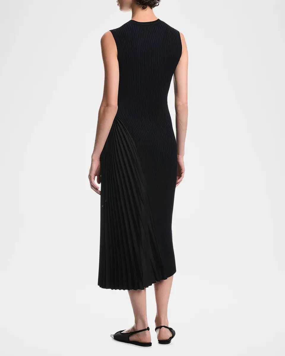 Emporio Armani Pleated-Inset Rib Knit Midi Dress | Thumbnail 3 Emporio Armani Pleated-Inset Rib Knit Midi Dress | Thumbnail 3