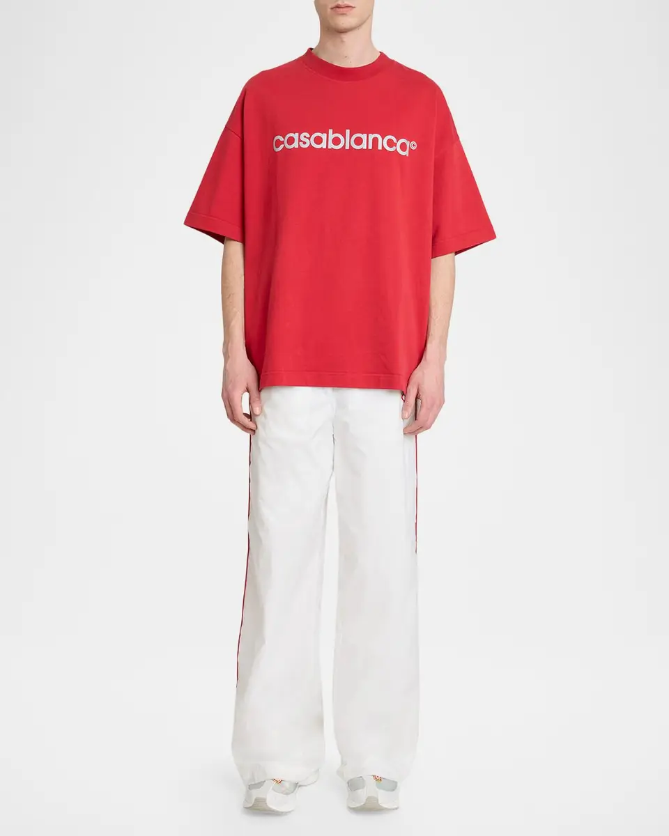 Casablanca Men's Reflective Logo Oversized-Fit Crewneck T-Shirt | Thumbnail 2 Casablanca Men's Reflective Logo Oversized-Fit Crewneck T-Shirt | Thumbnail 2