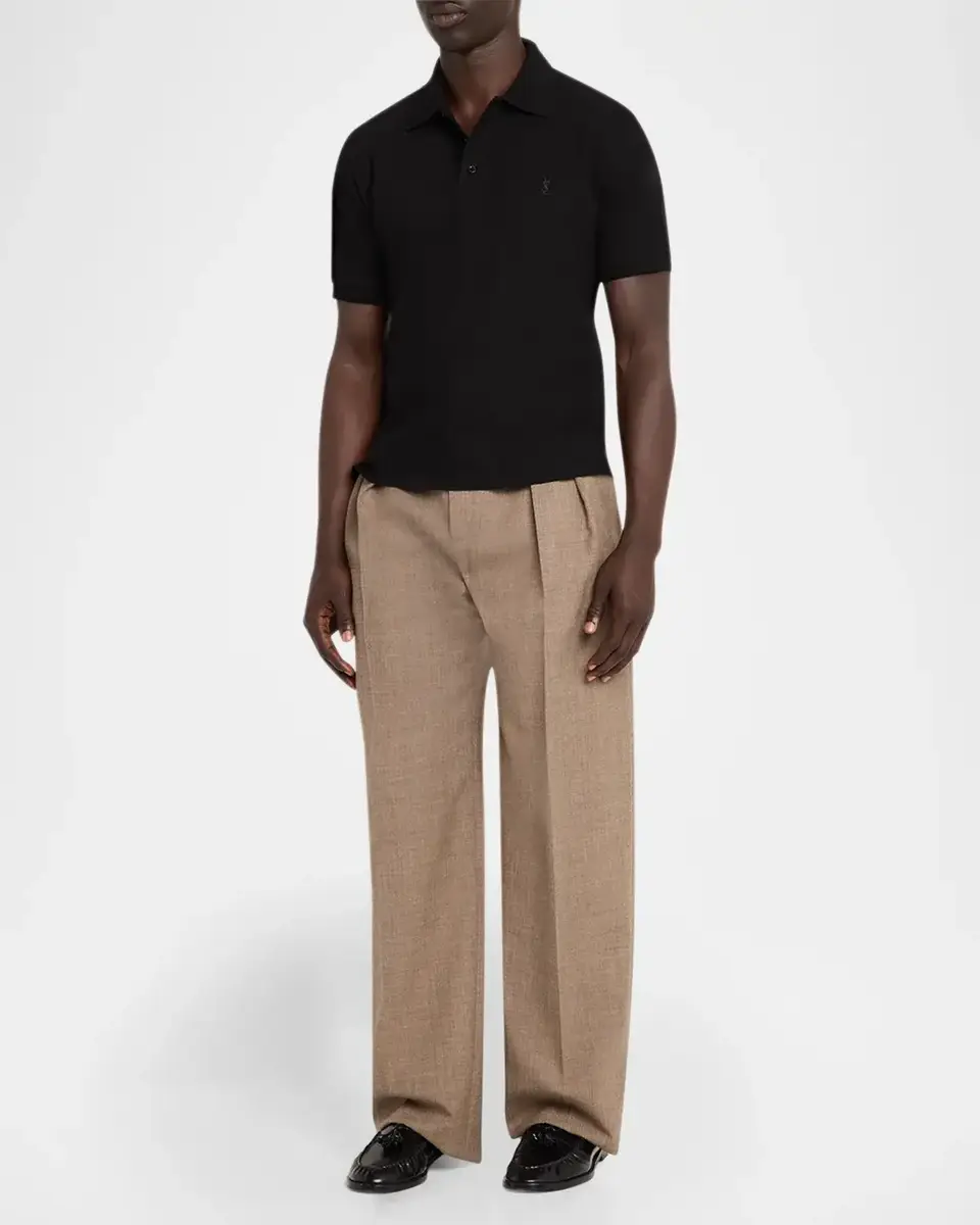 Saint Laurent Men's Cotton Pique Cassandre Polo Shirt | Thumbnail 2 Saint Laurent Men's Cotton Pique Cassandre Polo Shirt | Thumbnail 2