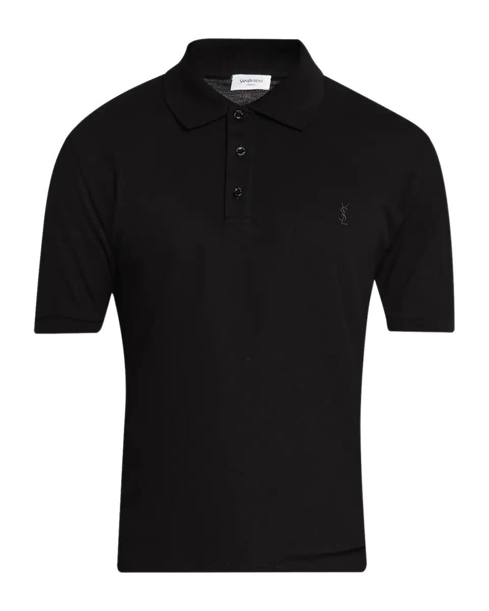 Saint Laurent Men's Cotton Pique Cassandre Polo Shirt | Thumbnail 5 Saint Laurent Men's Cotton Pique Cassandre Polo Shirt | Thumbnail 5