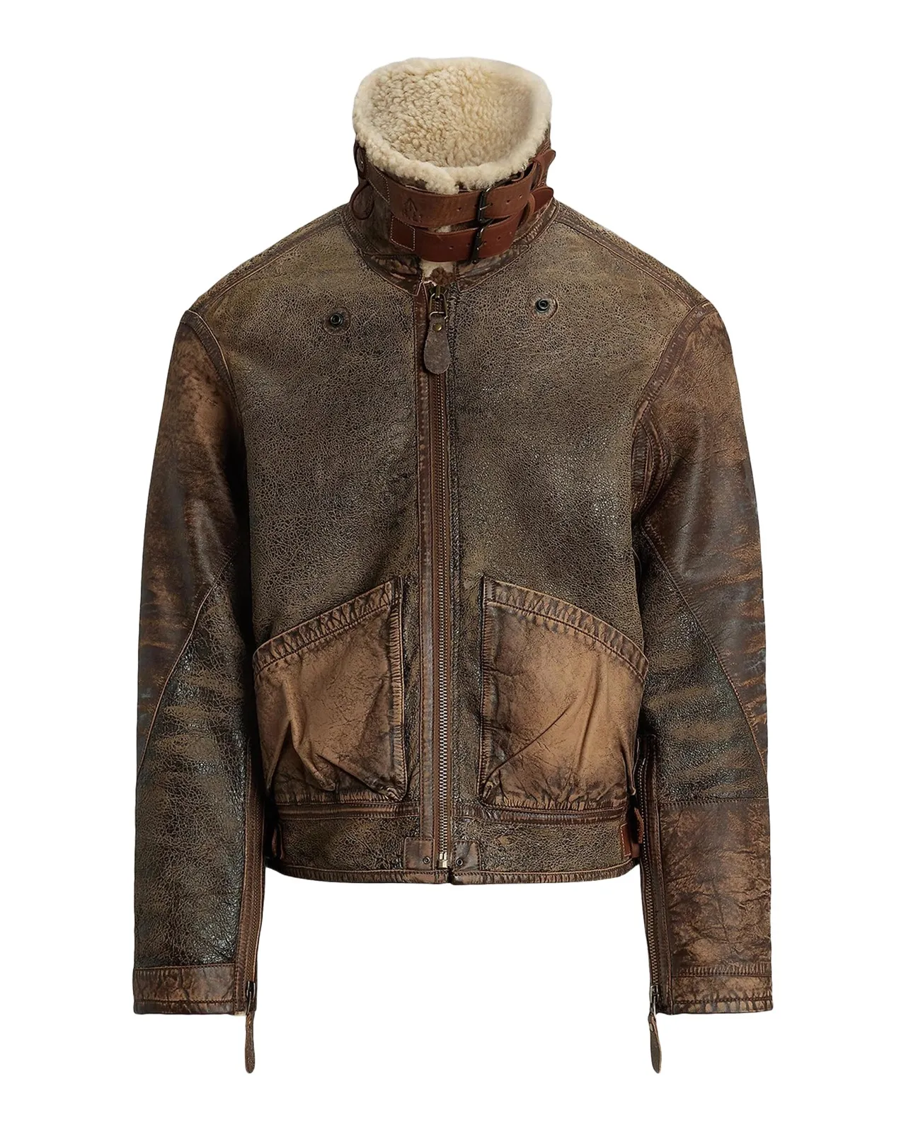 Men's Shearling-Lined Leather Bomber Jacket Men's Shearling-Lined Leather Bomber Jacket