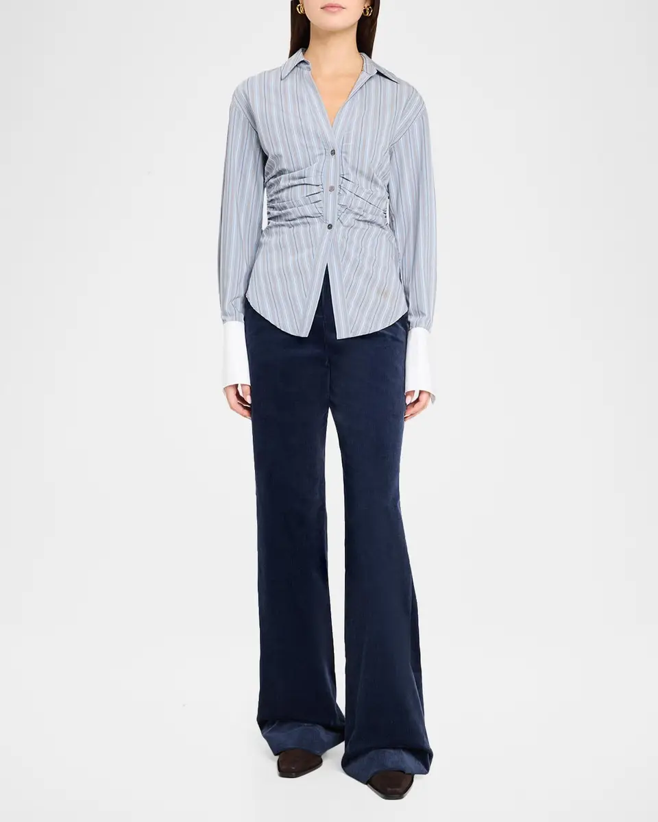 Veronica Beard Devra Striped Button-Front Shirt | Thumbnail 2 Veronica Beard Devra Striped Button-Front Shirt | Thumbnail 2