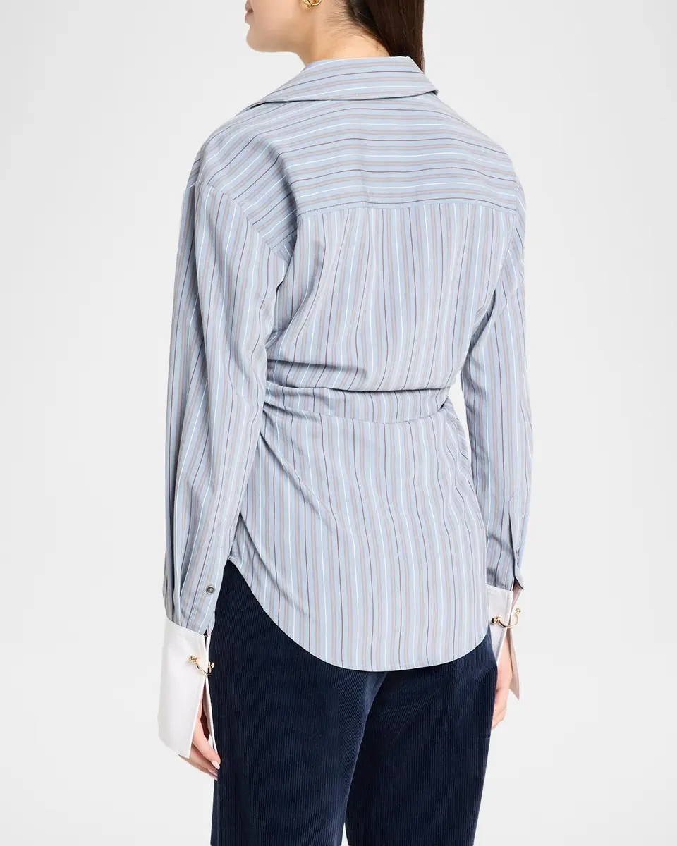 Veronica Beard Devra Striped Button-Front Shirt | Thumbnail 3 Veronica Beard Devra Striped Button-Front Shirt | Thumbnail 3