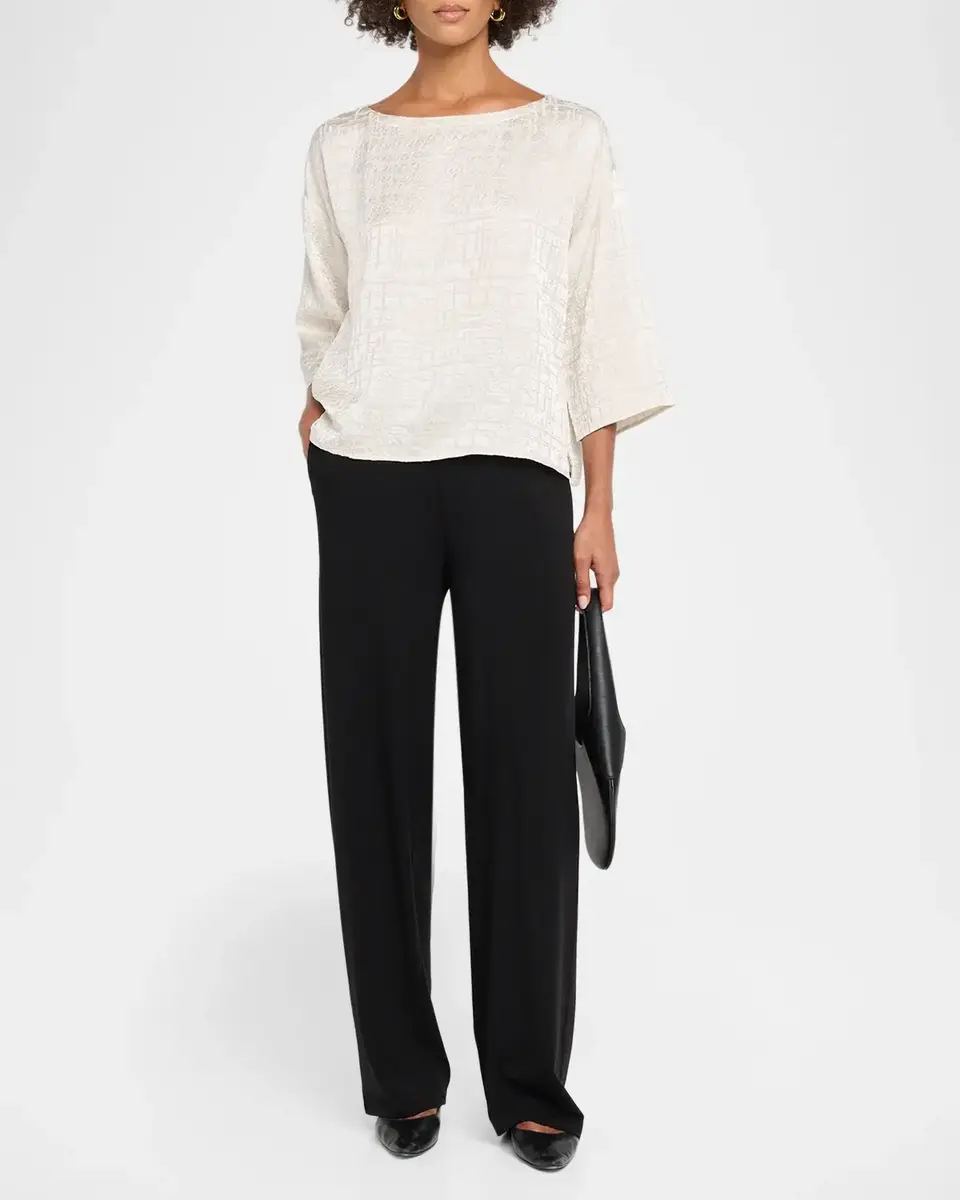 Eileen Fisher Bateau-Neck Boxy Silk Top | Thumbnail 2 Eileen Fisher Bateau-Neck Boxy Silk Top | Thumbnail 2