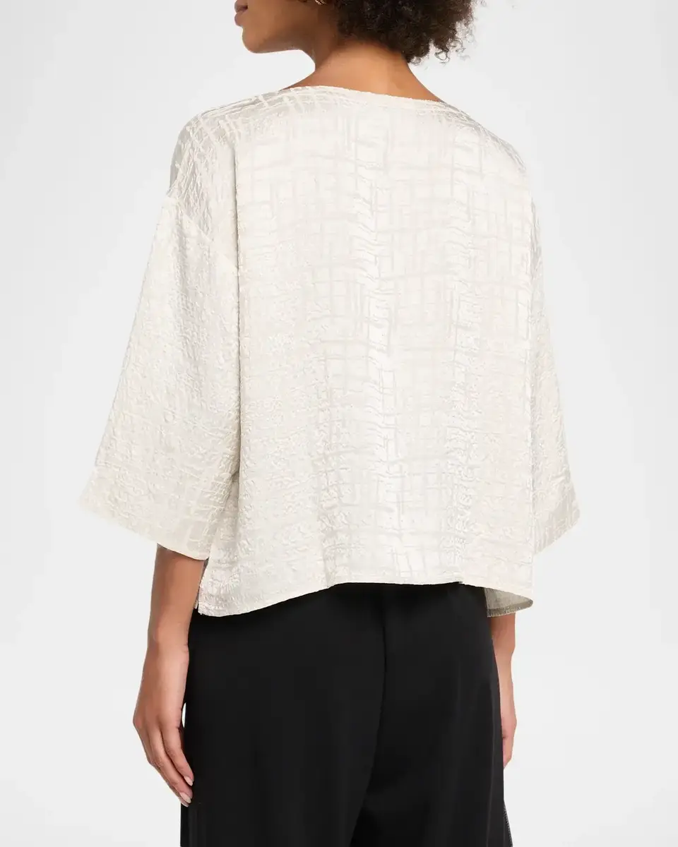 Eileen Fisher Bateau-Neck Boxy Silk Top | Thumbnail 3 Eileen Fisher Bateau-Neck Boxy Silk Top | Thumbnail 3