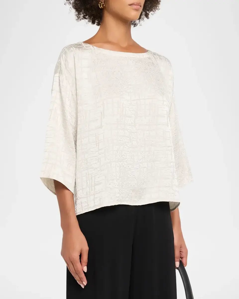 Eileen Fisher Bateau-Neck Boxy Silk Top | Thumbnail 4 Eileen Fisher Bateau-Neck Boxy Silk Top | Thumbnail 4