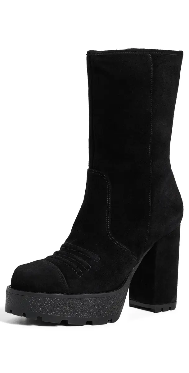 Cinq à Sept Marley Suede Lug Sole Platform Boots Black | Image 1 Cinq à Sept Marley Suede Lug Sole Platform Boots Black | Image 1