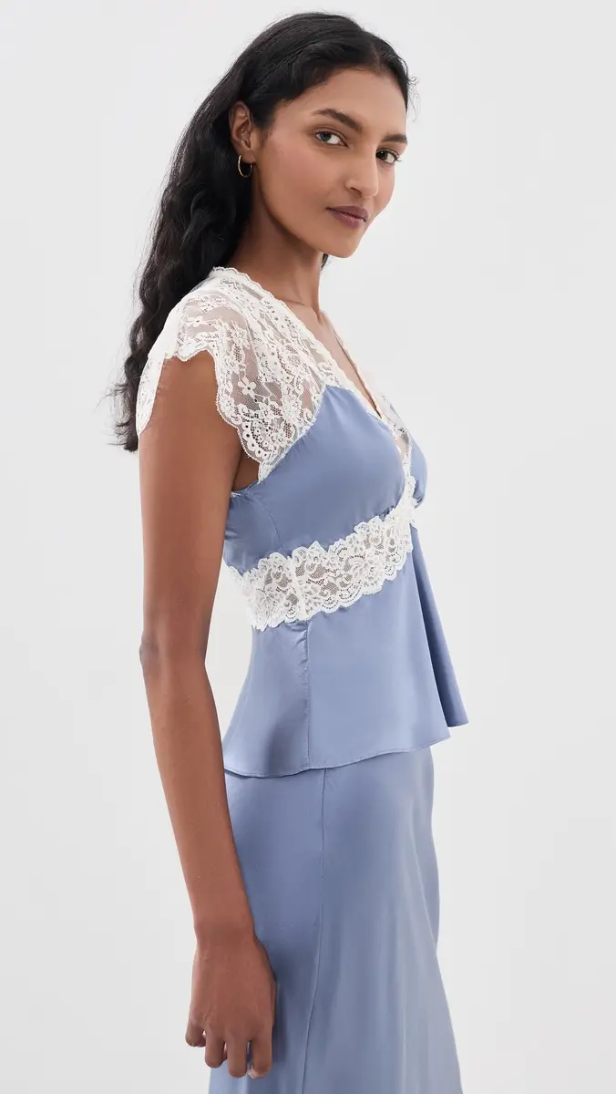 LoveShackFancy Verelle Silk-Blend Lace Top | Thumbnail 4