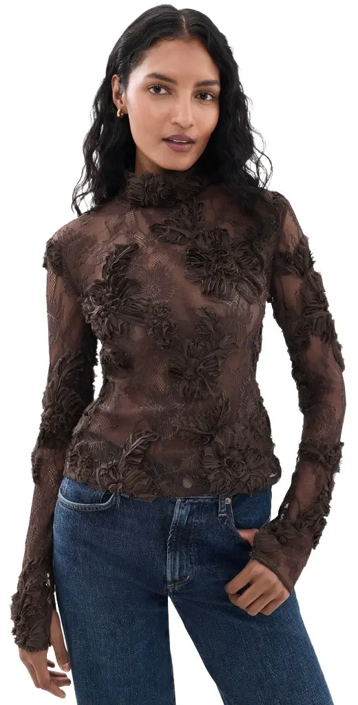 Aknvas Freja Lace Top Brown | Image 1 Aknvas Freja Lace Top Brown | Image 1