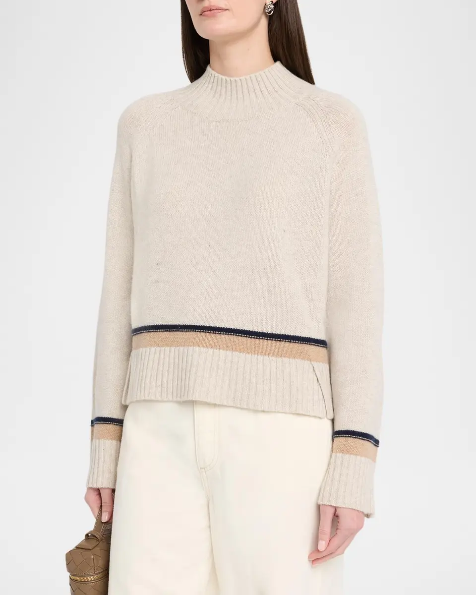 Autumn Cashmere Cashmere Striped Mock-Neck Sweater | Thumbnail 4 Autumn Cashmere Cashmere Striped Mock-Neck Sweater | Thumbnail 4