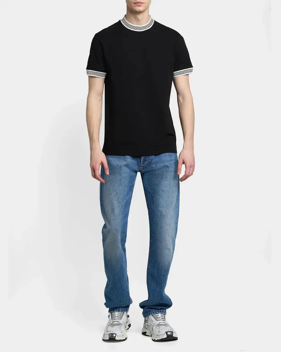 Versace Men's Greca-Trim Crewneck T-Shirt | Thumbnail 2 Versace Men's Greca-Trim Crewneck T-Shirt | Thumbnail 2