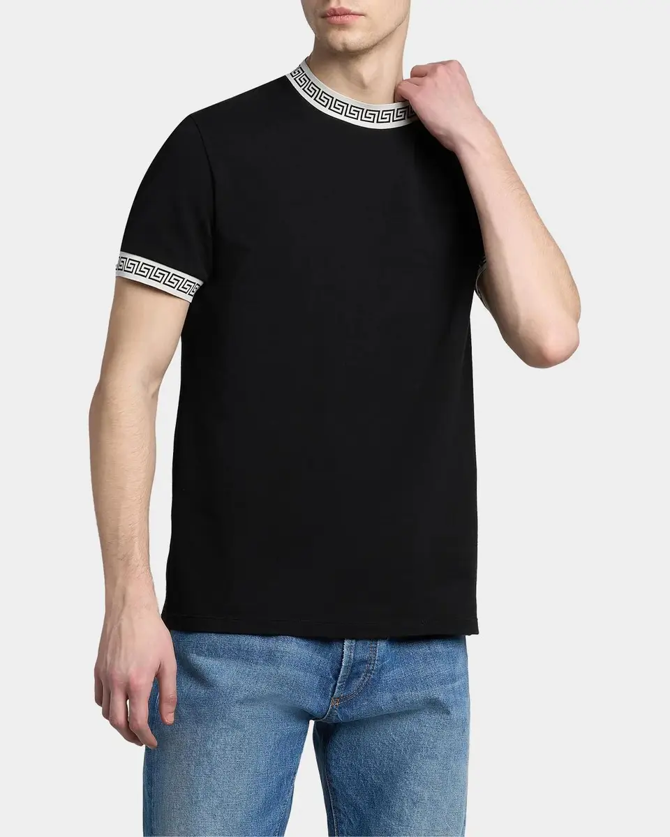 Versace Men's Greca-Trim Crewneck T-Shirt | Thumbnail 4 Versace Men's Greca-Trim Crewneck T-Shirt | Thumbnail 4