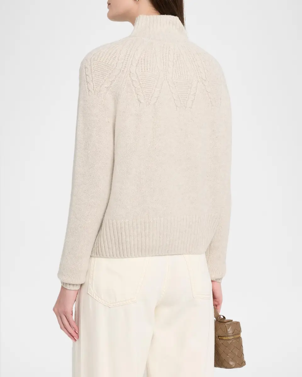 Autumn Cashmere Cashmere Mock-Neck Cable Knit Sweater | Thumbnail 3 Autumn Cashmere Cashmere Mock-Neck Cable Knit Sweater | Thumbnail 3