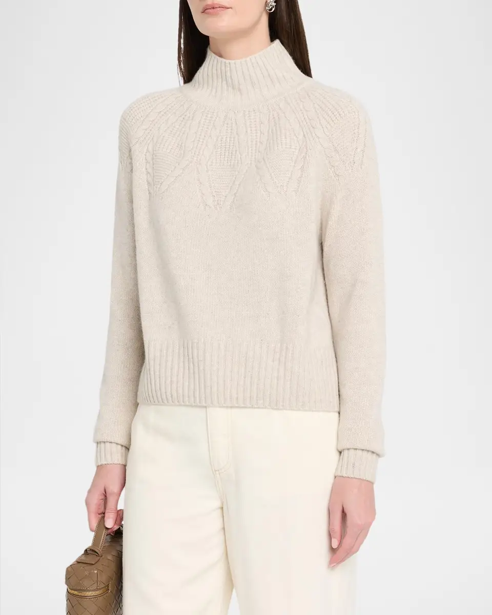Autumn Cashmere Cashmere Mock-Neck Cable Knit Sweater | Thumbnail 4 Autumn Cashmere Cashmere Mock-Neck Cable Knit Sweater | Thumbnail 4