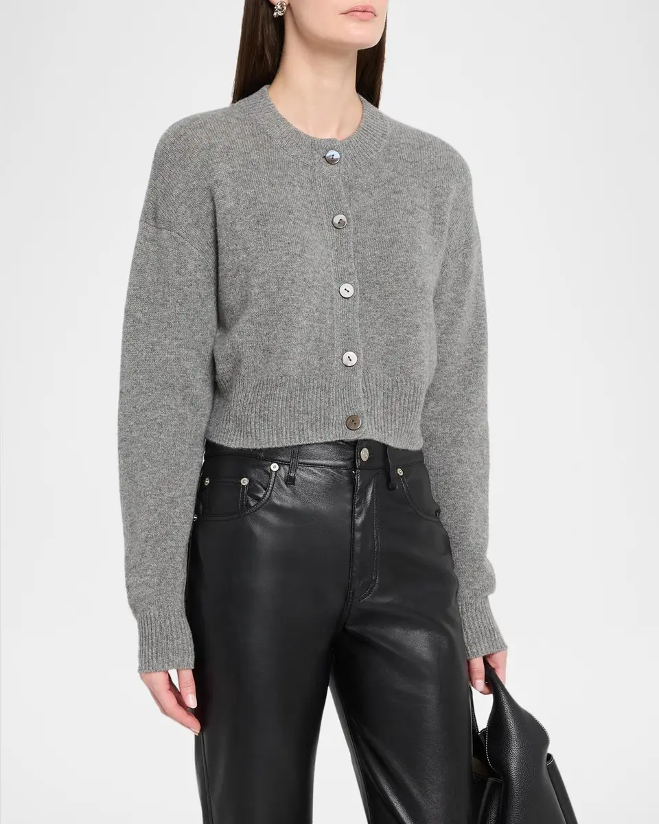 Autumn Cashmere Cashmere Cropped Crewneck Cardigan | Thumbnail 4