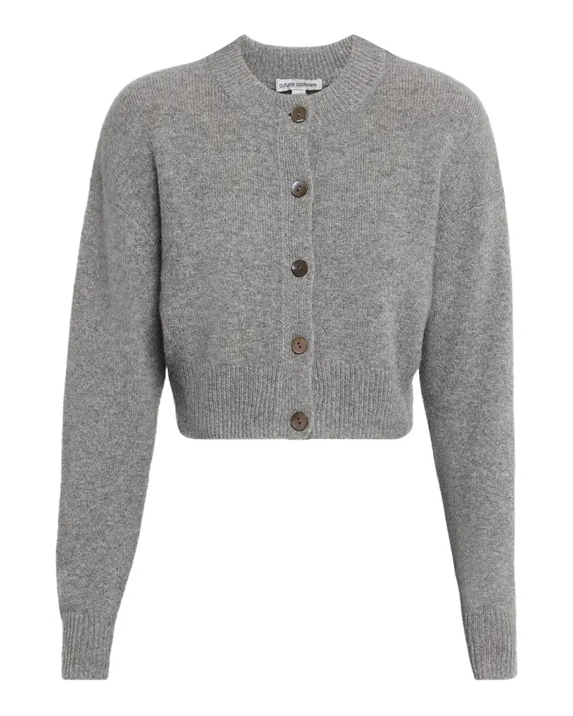 Autumn Cashmere Cashmere Cropped Crewneck Cardigan | Image 1 Autumn Cashmere Cashmere Cropped Crewneck Cardigan | Image 1