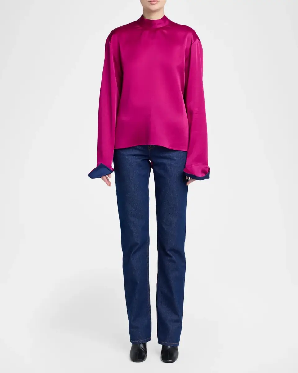 Stella McCartney Contrast-Cuff Satin Blouse | Thumbnail 2 Stella McCartney Contrast-Cuff Satin Blouse | Thumbnail 2