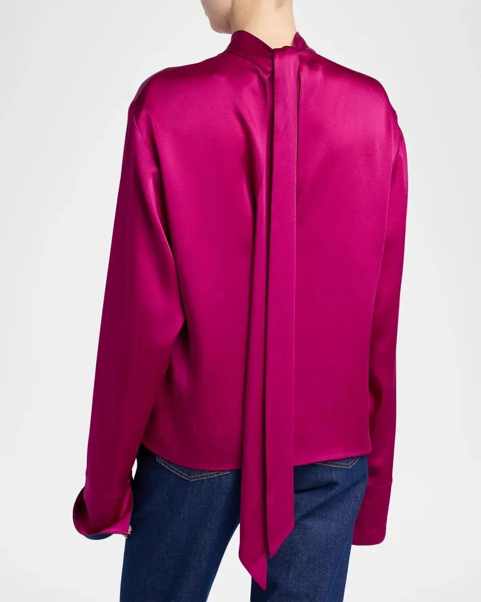 Stella McCartney Contrast-Cuff Satin Blouse | Thumbnail 3 Stella McCartney Contrast-Cuff Satin Blouse | Thumbnail 3