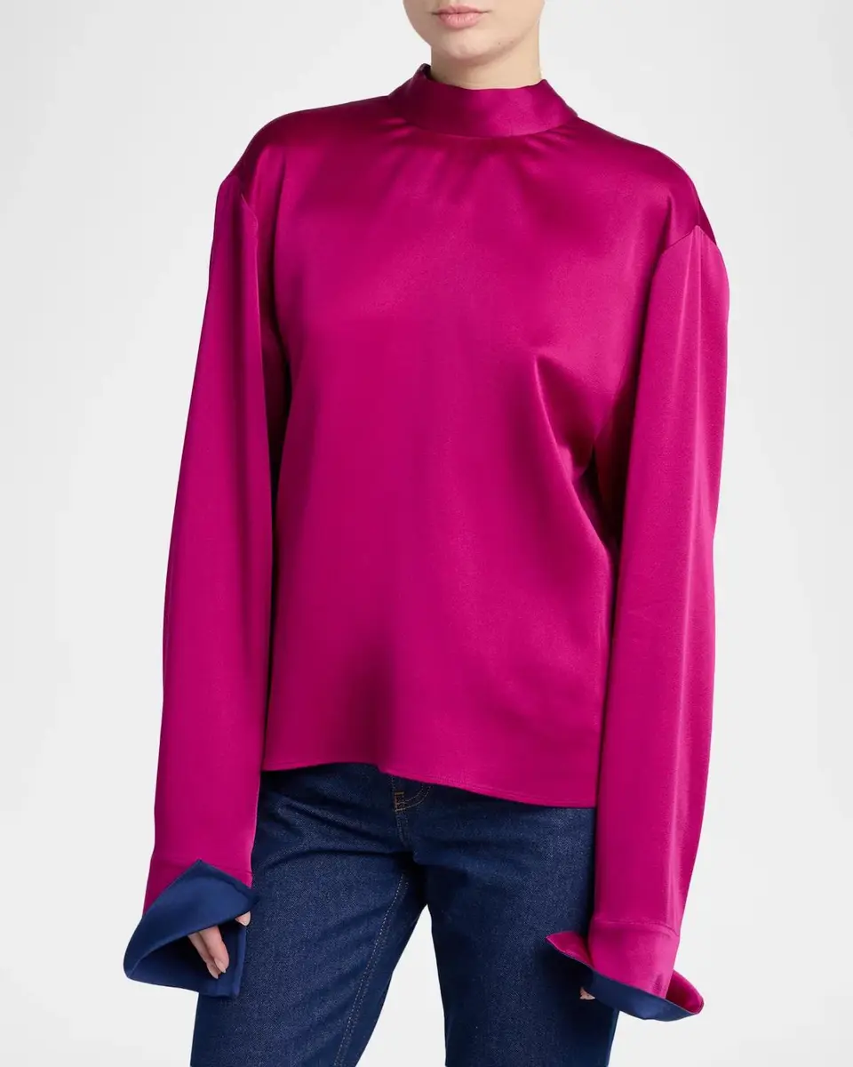 Stella McCartney Contrast-Cuff Satin Blouse | Thumbnail 4 Stella McCartney Contrast-Cuff Satin Blouse | Thumbnail 4
